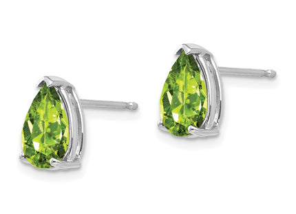 14K white gold peridot earrings, alternate view