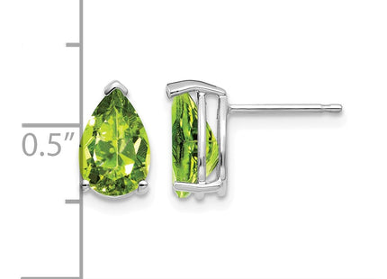 14K white gold peridot earrings, further view