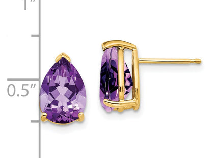14k Pear Amethyst Earrings (Style XE83AM)