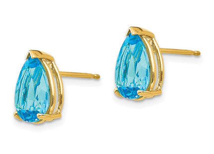 14K gold blue topaz earrings, alternate view