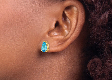 14K gold blue topaz earrings, another view