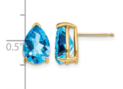 14K gold blue topaz earrings, further view