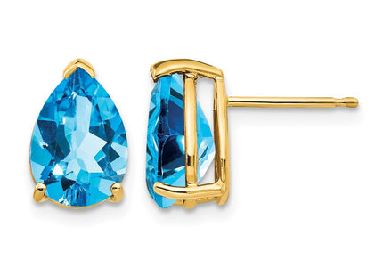 14K gold blue topaz earrings