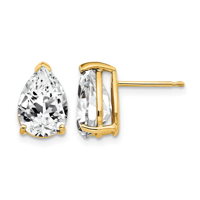 14k Pear Cubic Zirconia Earrings, 12 x 7mm