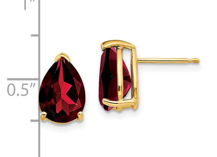 14k Garnet Pear Stud Earrings (Style XE83GA)