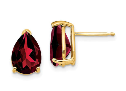 14k Garnet Pear Stud Earrings (Style XE83GA)
