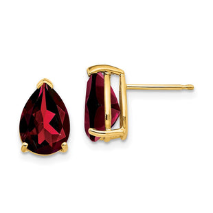 14k Garnet Pear Stud Earrings (Style XE83GA)