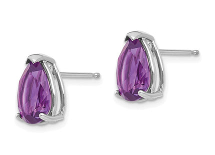 14K white gold amethyst stud earrings, alternate view