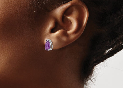 14K white gold amethyst stud earrings, another view