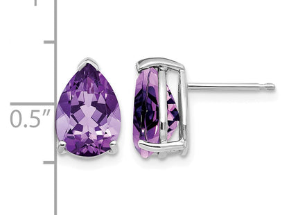 14K white gold amethyst stud earrings, further view
