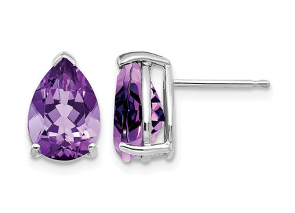 14K white gold amethyst stud earrings
