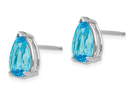 14K white gold blue topaz earrings, alternate view