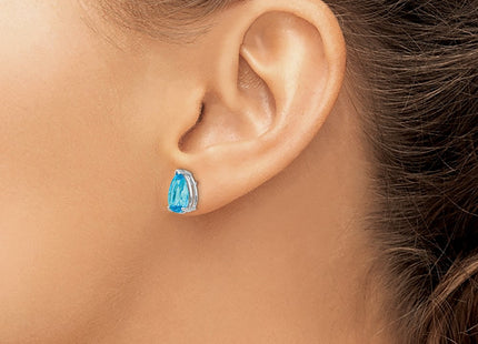 14K white gold blue topaz earrings, another view