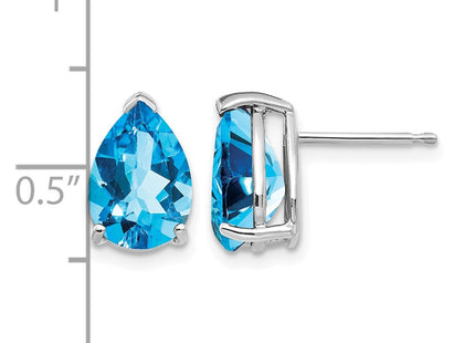 14K white gold blue topaz earrings, further view