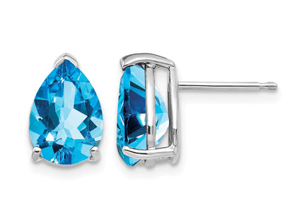 14K white gold blue topaz earrings