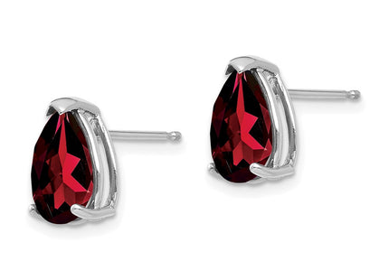 14K white gold garnet earrings, alternate view