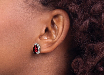 14K white gold garnet earrings, another view