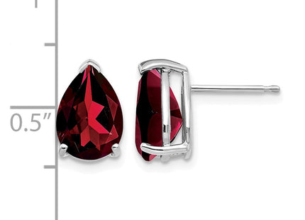 14K white gold garnet earrings, further view