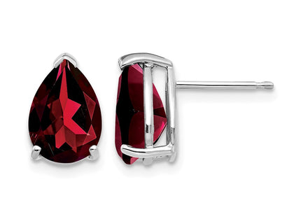 14K white gold garnet earrings