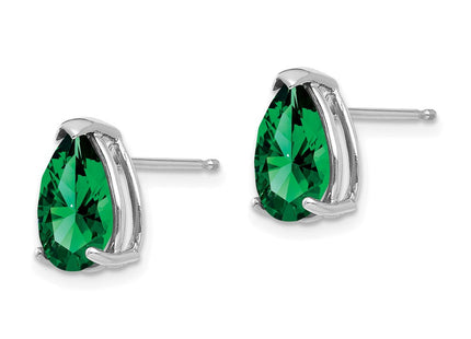 14k White Gold Mount St. Helens Pear Stud Earrings (Style XE83WMS)