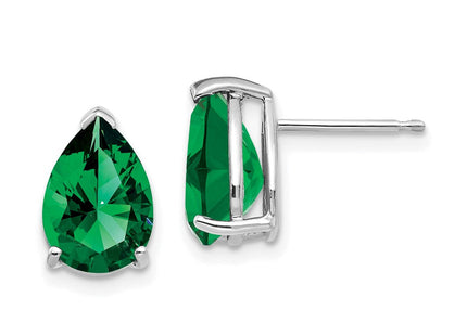 14k White Gold Mount St. Helens Pear Stud Earrings (Style XE83WMS)