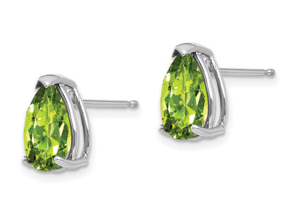 14k White Gold Pear Peridot Earrings (Style XE83WPE)