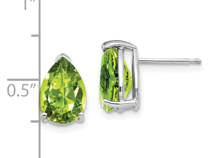 14k White Gold Pear Peridot Earrings (Style XE83WPE)