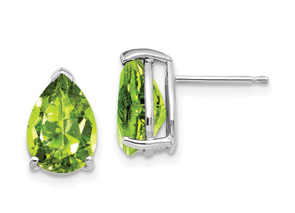 14k White Gold Pear Peridot Earrings (Style XE83WPE)
