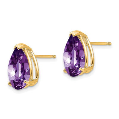 14K Amethyst Pear Stud Earrings