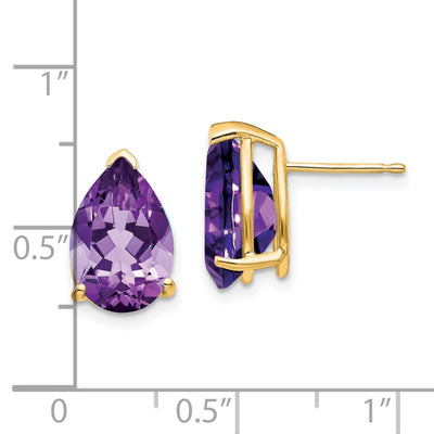 14K Amethyst Pear Stud Earrings
