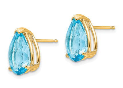 14K gold blue topaz earrings, alternate view
