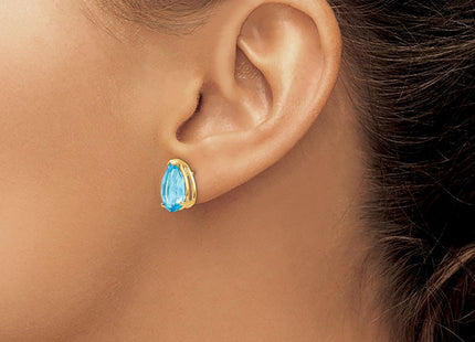 14K gold blue topaz earrings, another view