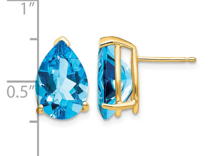 14K gold blue topaz earrings, further view