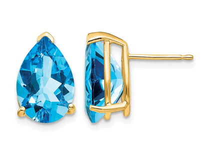 14K gold blue topaz earrings