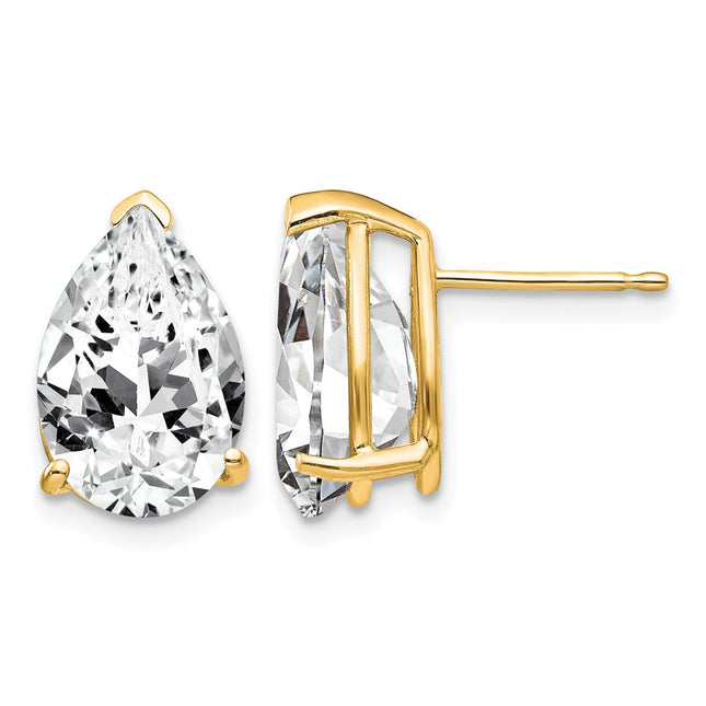 14k Pear Cubic Zirconia Earrings, 13 x 8mm