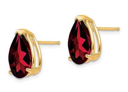 14K gold garnet stud earrings, alternate view