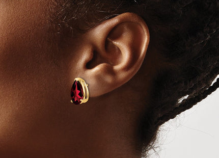 14K gold garnet stud earrings, another view