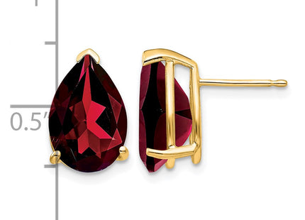 14K gold garnet stud earrings, further view
