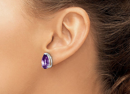 14k White Gold Amethyst Pear Stud Earrings (Style XE84WAM)