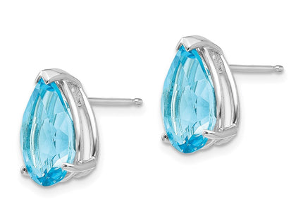 14K white gold blue topaz earrings, alternate view