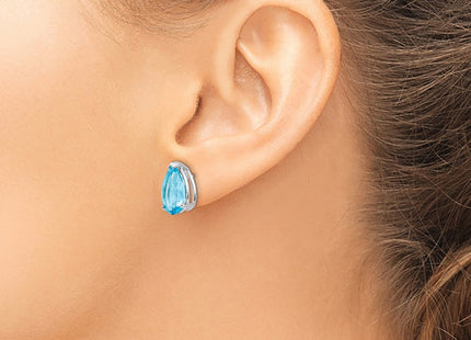 14K white gold blue topaz earrings, another view