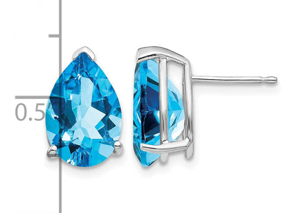 14K white gold blue topaz earrings, further view