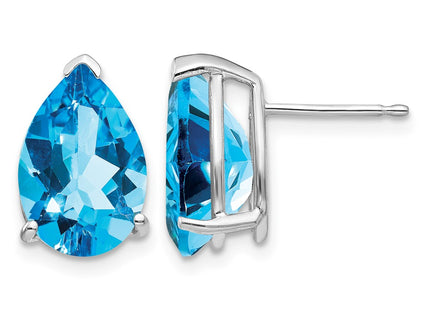 14K white gold blue topaz earrings