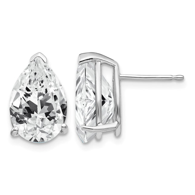 14k White Gold Pear Cubic Zirconia Earrings, 13 x 8mm