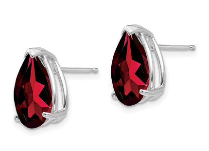 14k White Gold Garnet Pear Stud Earrings (Style XE84WGA)