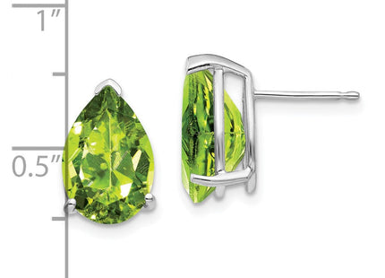 14k White Gold Peridot Pear Stud Earrings (Style XE84WPE)