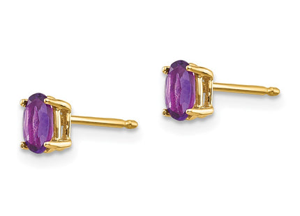 14K gold amethyst oval earrings, alternate view