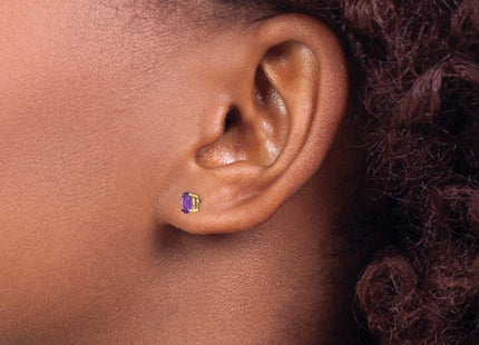 14K gold amethyst oval earrings, another view