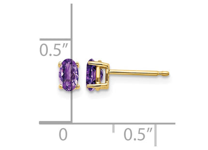 14K gold amethyst oval earrings, further view