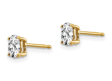 14K gold cubic zirconia oval earrings, alternate view